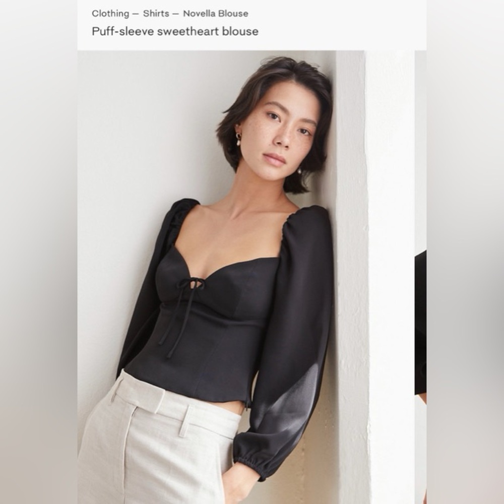 Aritzia Wilfred Novella Blouse Puff Sleeve Sweetheart Corset Long Sleeve Top